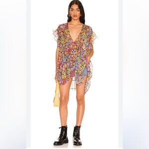 Floral V-Neck Sheer Top